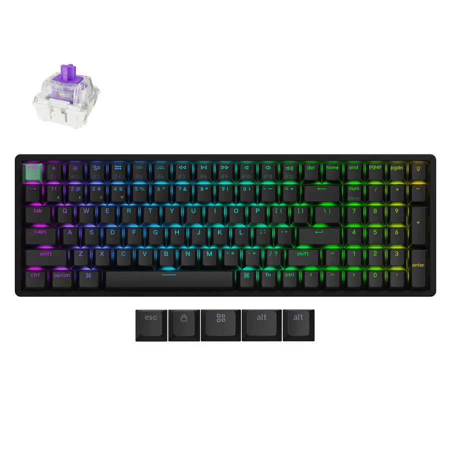 Keyboard Keychron K4 HE , 96% , QMK/VIA Online Customization , Wireless + Bluetooth , Magnetic Purple Switch with RGB Backlight , US Layout , Black , K4H-J1