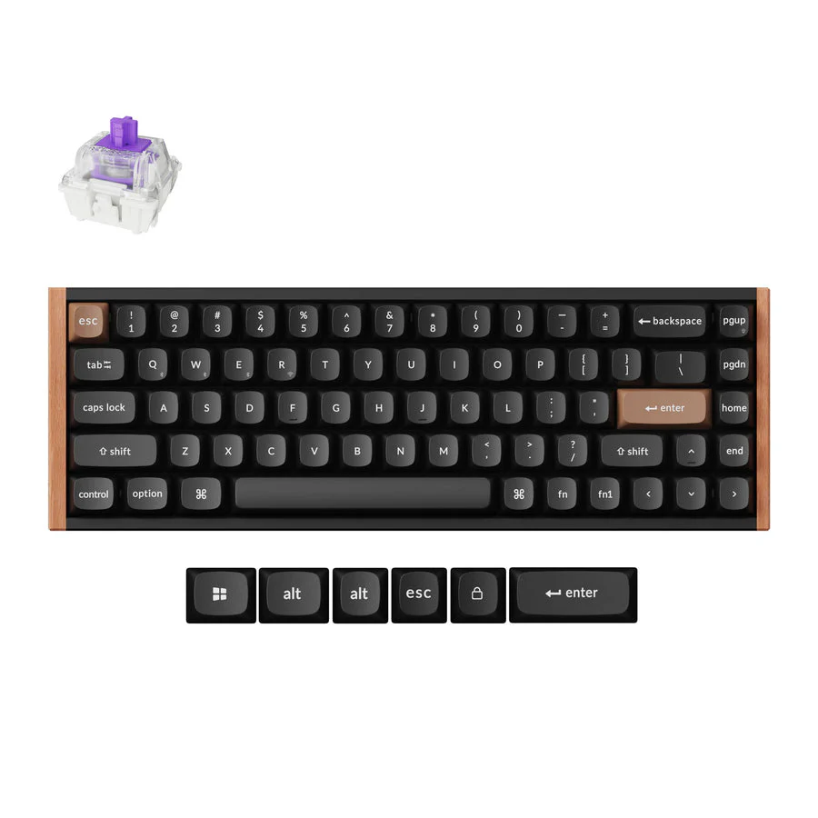 Keyboard Keychron K6 HE Wood , Mechanical , Wireless Bluetooth BT5.1 , Magnetic Switch 65% US K6H-F1