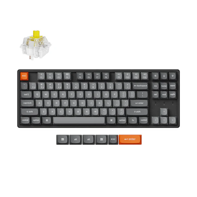 Keyboard Keychron K8 Max  K8M-J4 , QMK/VIA Wireless/Bluetooth Mechanical Keyboard , Yellow Switch (Hot-Swappable) , 80% , US Layout , Black/Grey/Orange , K8M-J4