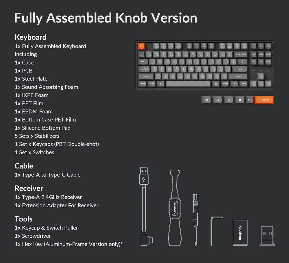 Keyboard Keychron K8 Max  K8M-J4 , QMK/VIA Wireless/Bluetooth Mechanical Keyboard , Yellow Switch (Hot-Swappable) , 80% , US Layout , Black/Grey/Orange , K8M-J4 - Image 8