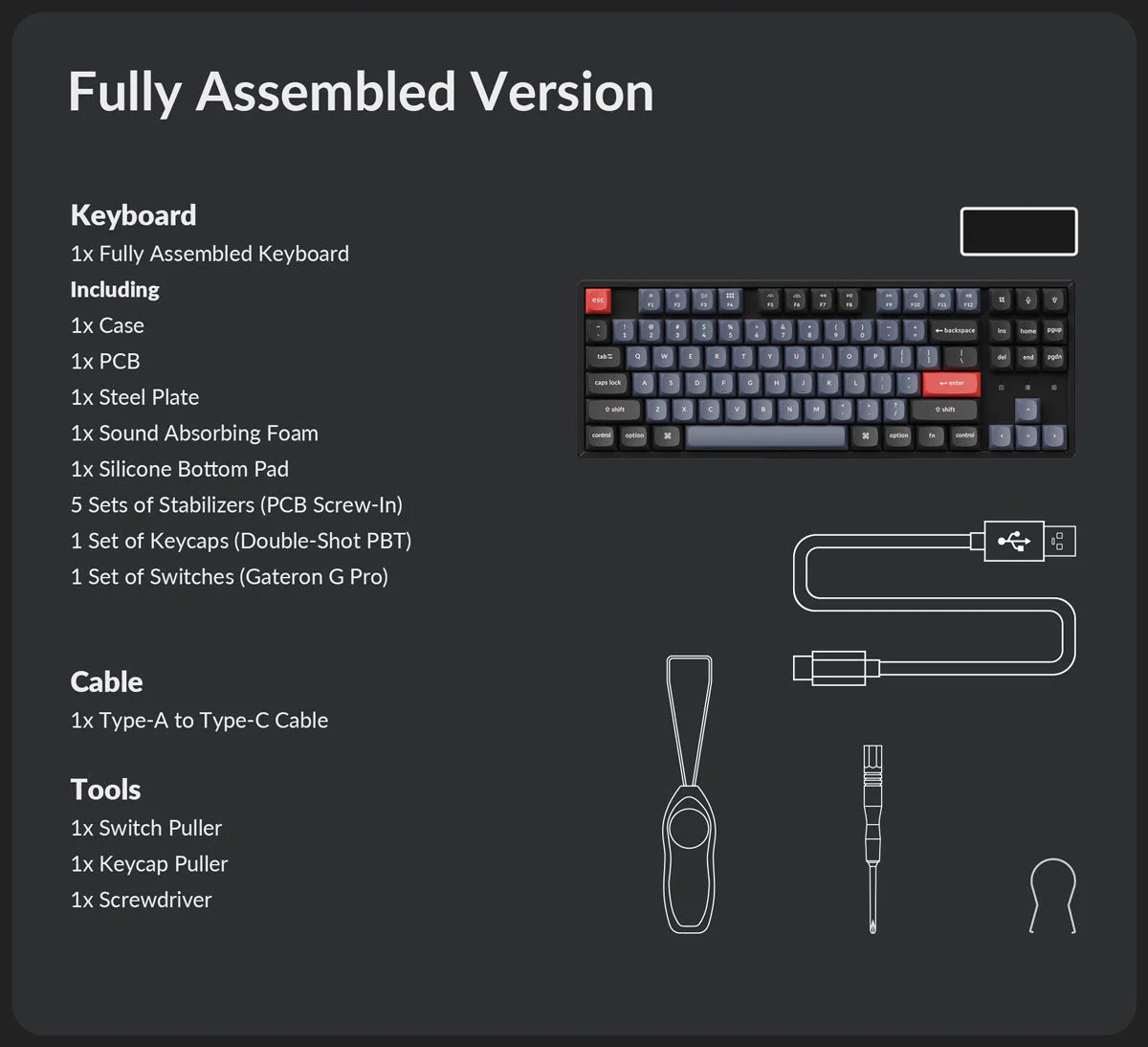 Keyboard Keychron K8 Pro  K8P-J2 , QMK/VIA Wireless/Bluetooth Mechanical Keyboard , Blue Switch (Hot-Swappable) , 80% , US Layout , Black/Blue/Red , K8P-J2 - Image 8