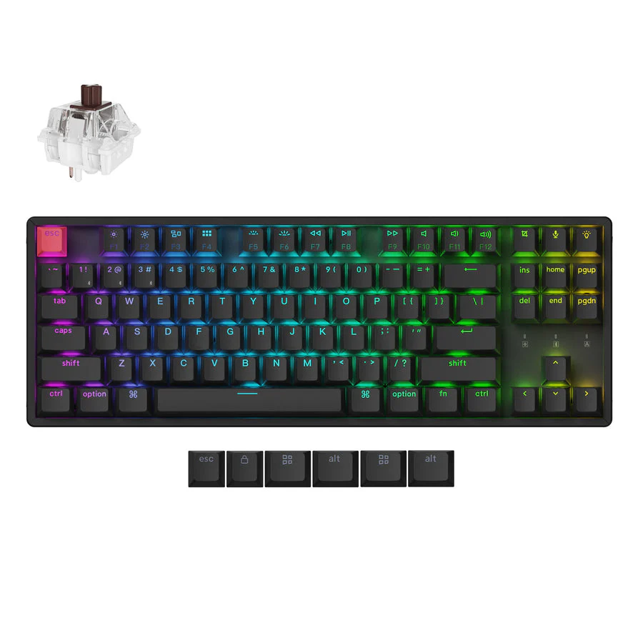 Keyboard Keychron K8 V2 , Mechanical , Wireless Bluetooth BT5.2 , Brown Switch 80% US , K8X-C3