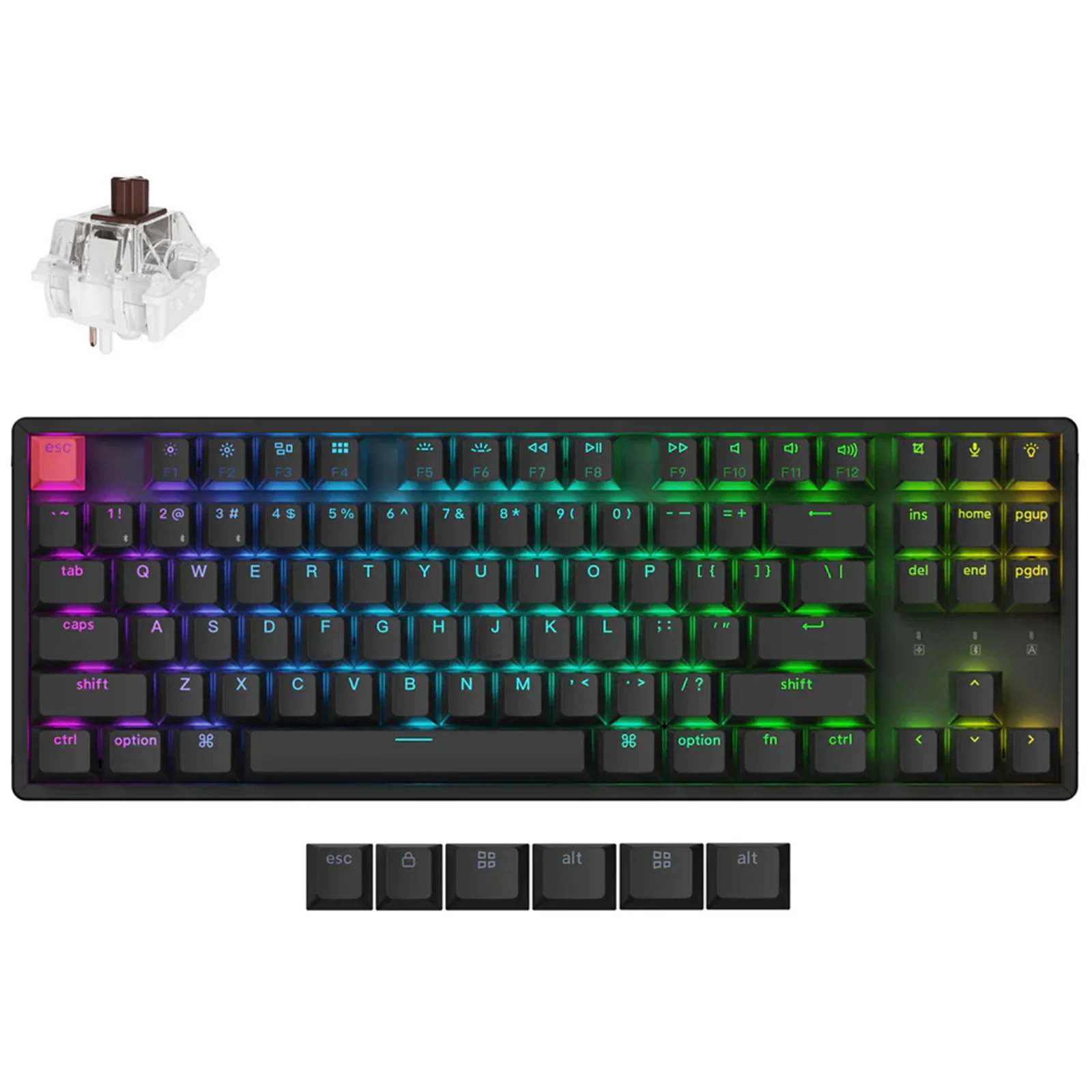 Keyboard Keychron K8 V2 , Mechanical , Wireless Bluetooth BT5.2 , Brown Switch 80% US , K8X-J3