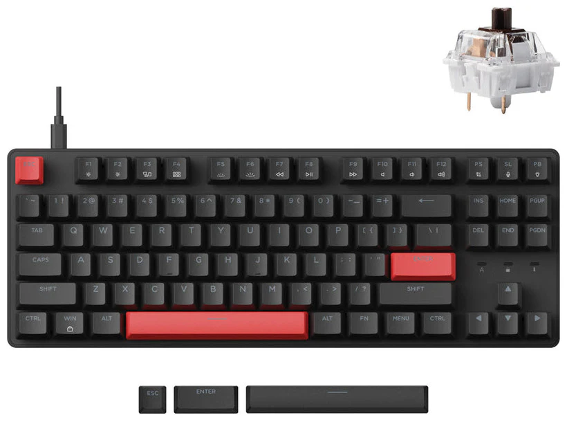 Keyboard Keychron Lemokey X1 , QMK/VIA Online Customization , Wired , Mechanical Keyboard with Brown Switch , US Layout , X1-A3