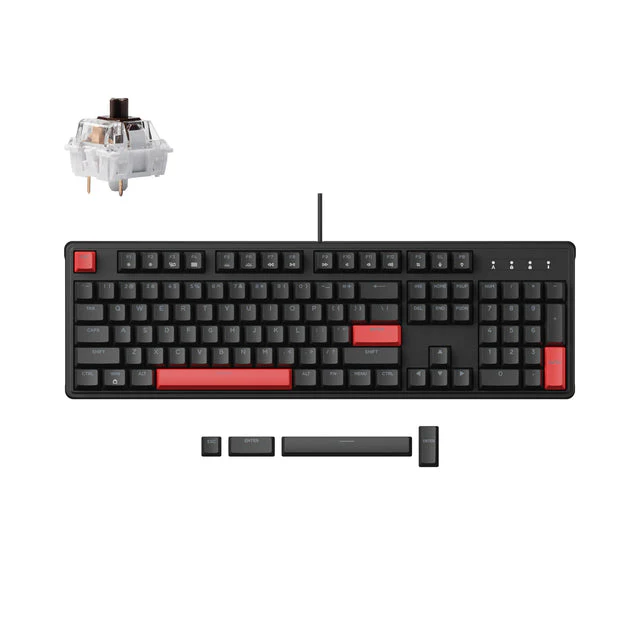 Keyboard Keychron Lemokey X3  X3-A3 , QMK , Mechanical Keyboard , Brown Switch (Hot-Swappable) , 100% , US Layout , Black/Red , X3-A3