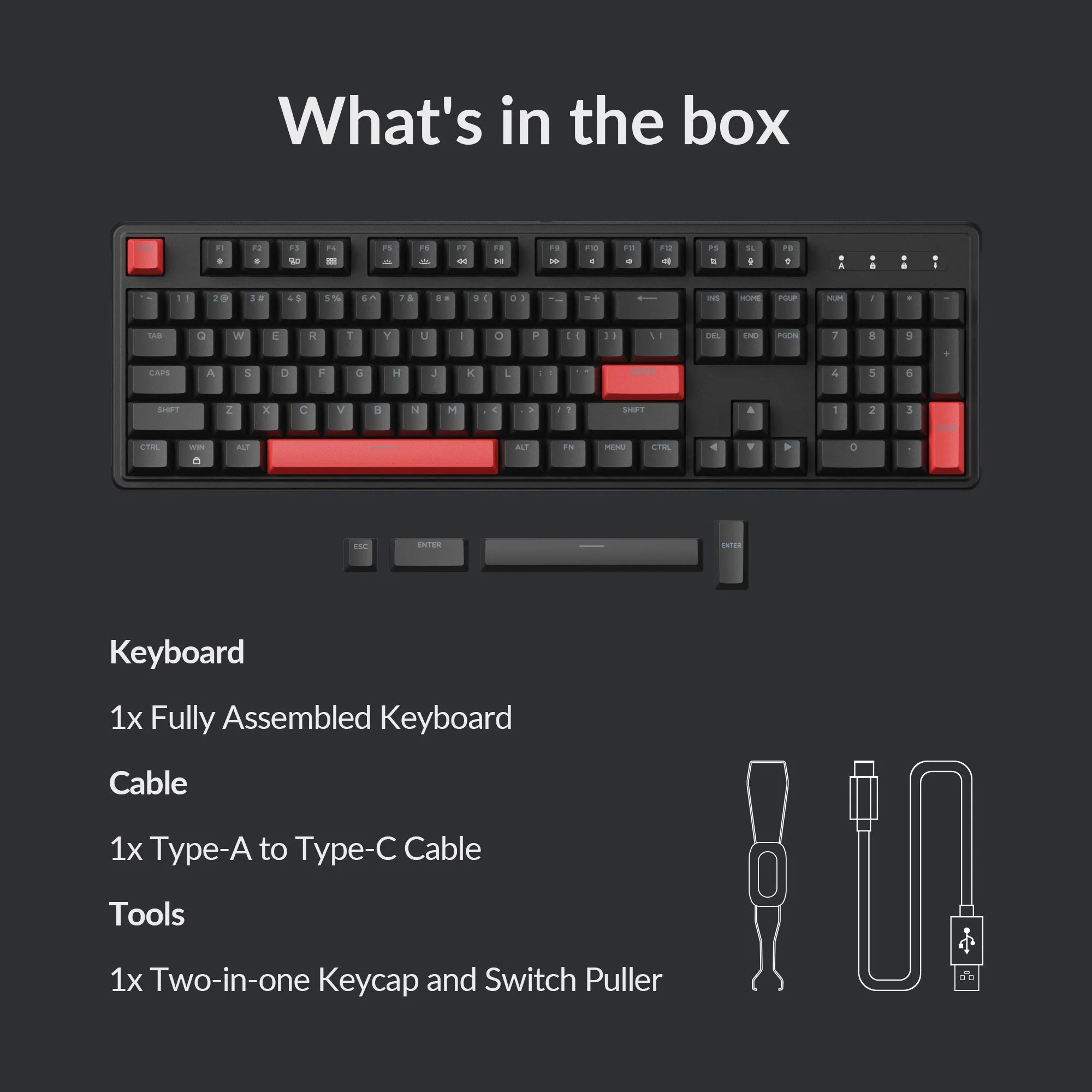 Keyboard Keychron Lemokey X3  X3-A3 , QMK , Mechanical Keyboard , Brown Switch (Hot-Swappable) , 100% , US Layout , Black/Red , X3-A3 - Image 5