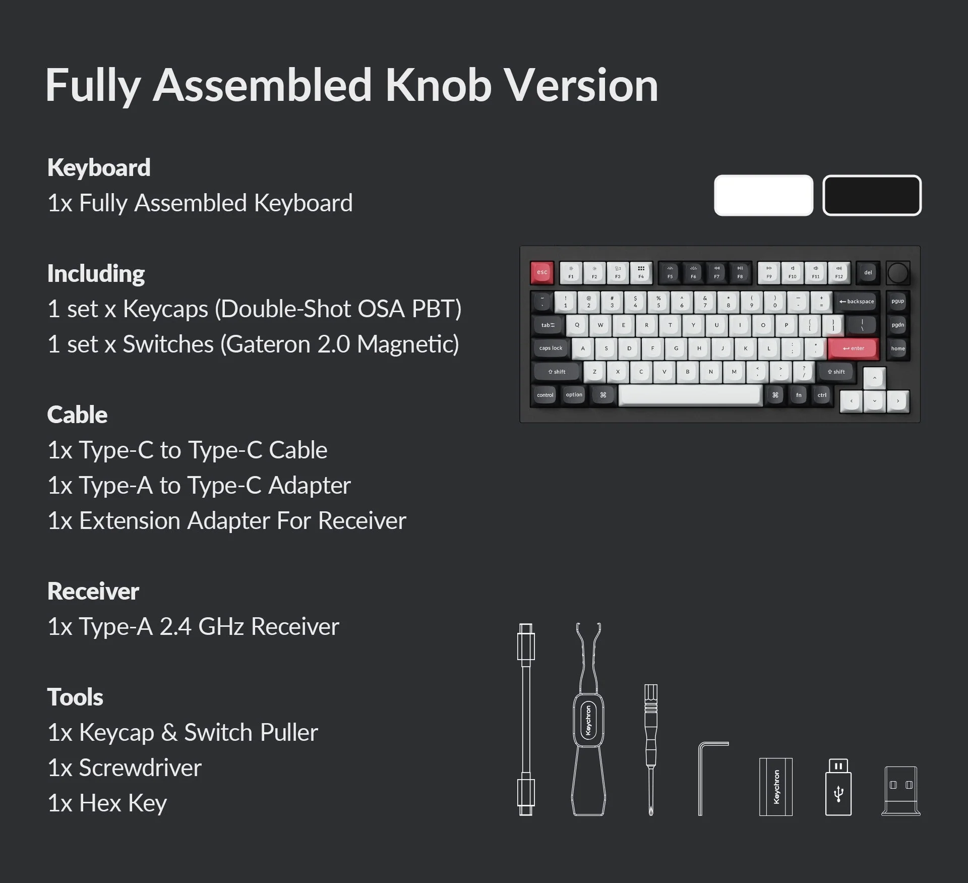 Keyboard Keychron Q1 HE  Q1H-P1 , QMK/VIA Wireless/Bluetooth Mechanical Keyboard , Hall Effect , Purple Switch (Hot-Swappable) , 75% , US Layout , White/Green , Q1H-P1 - Image 5