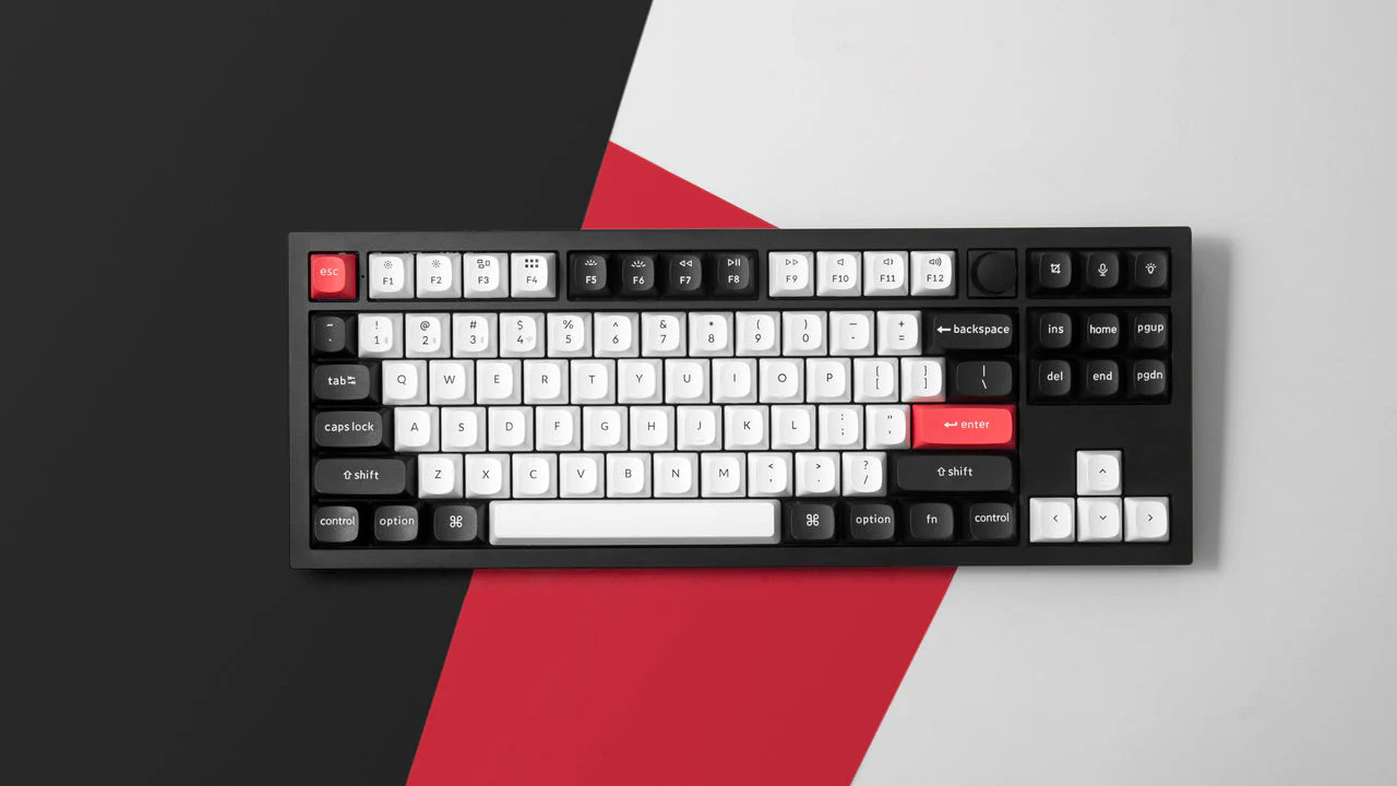 Keyboard Keychron Q3 HE Q3H-M1 , QMK/VIA Wireless/Bluetooth Mechanical Keyboard , Purple Switch (Hot-Swappable) , Hall Effect , 80% , US Layout , Black/White/Red , Q3H-M1 - Image 2