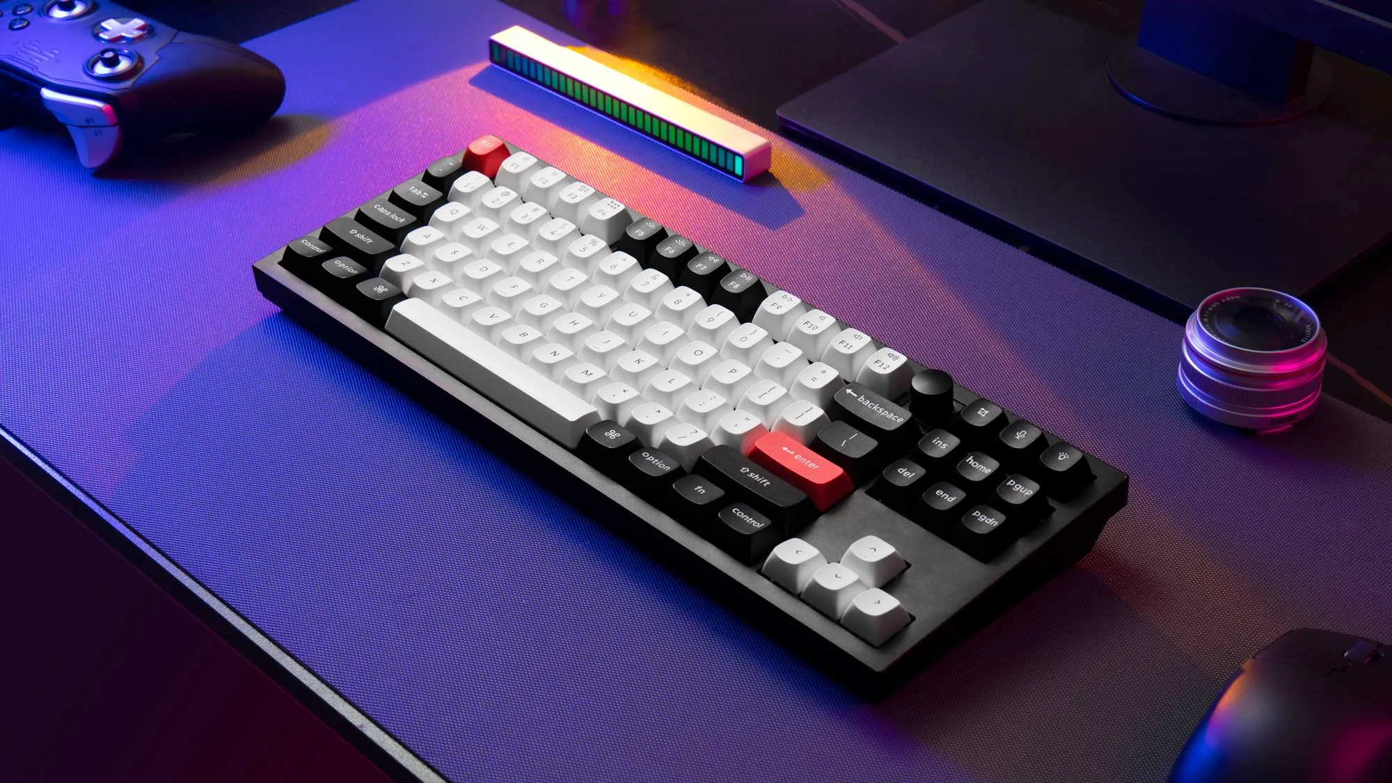 Keyboard Keychron Q3 HE Q3H-M1 , QMK/VIA Wireless/Bluetooth Mechanical Keyboard , Purple Switch (Hot-Swappable) , Hall Effect , 80% , US Layout , Black/White/Red , Q3H-M1 - Image 3