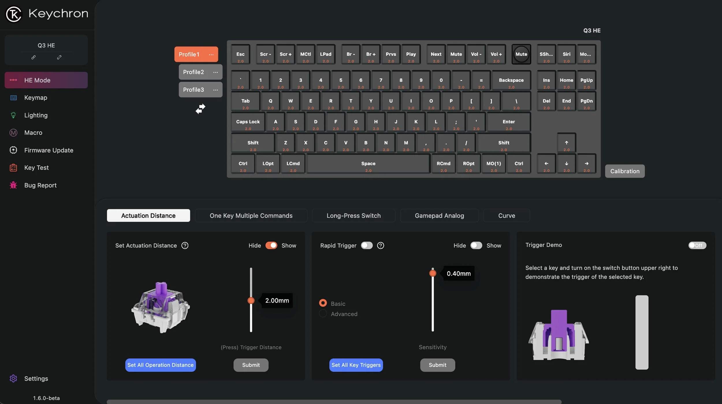 Keyboard Keychron Q3 HE Q3H-M1 , QMK/VIA Wireless/Bluetooth Mechanical Keyboard , Purple Switch (Hot-Swappable) , Hall Effect , 80% , US Layout , Black/White/Red , Q3H-M1 - Image 5