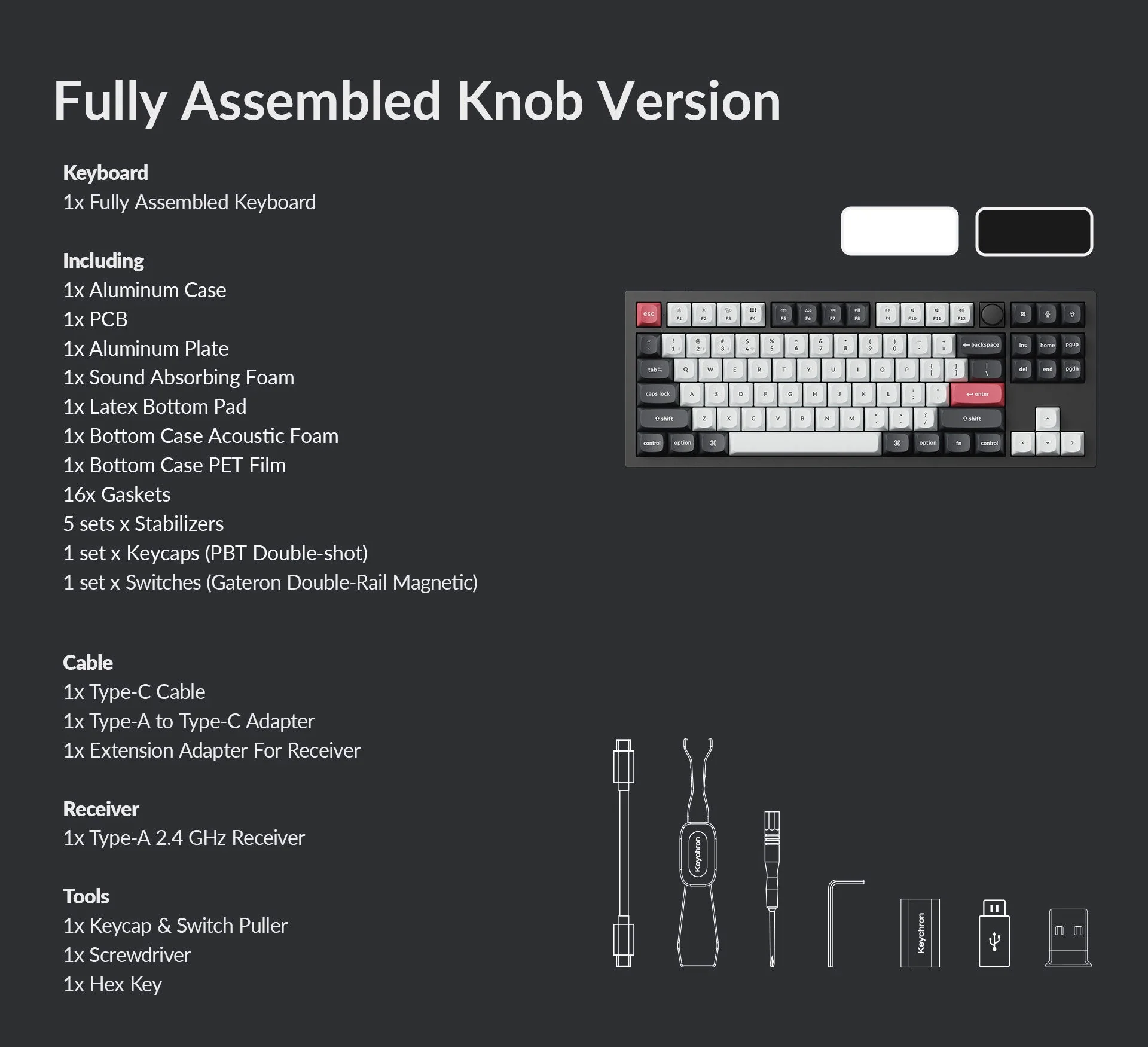 Keyboard Keychron Q3 HE Q3H-M1 , QMK/VIA Wireless/Bluetooth Mechanical Keyboard , Purple Switch (Hot-Swappable) , Hall Effect , 80% , US Layout , Black/White/Red , Q3H-M1 - Image 7