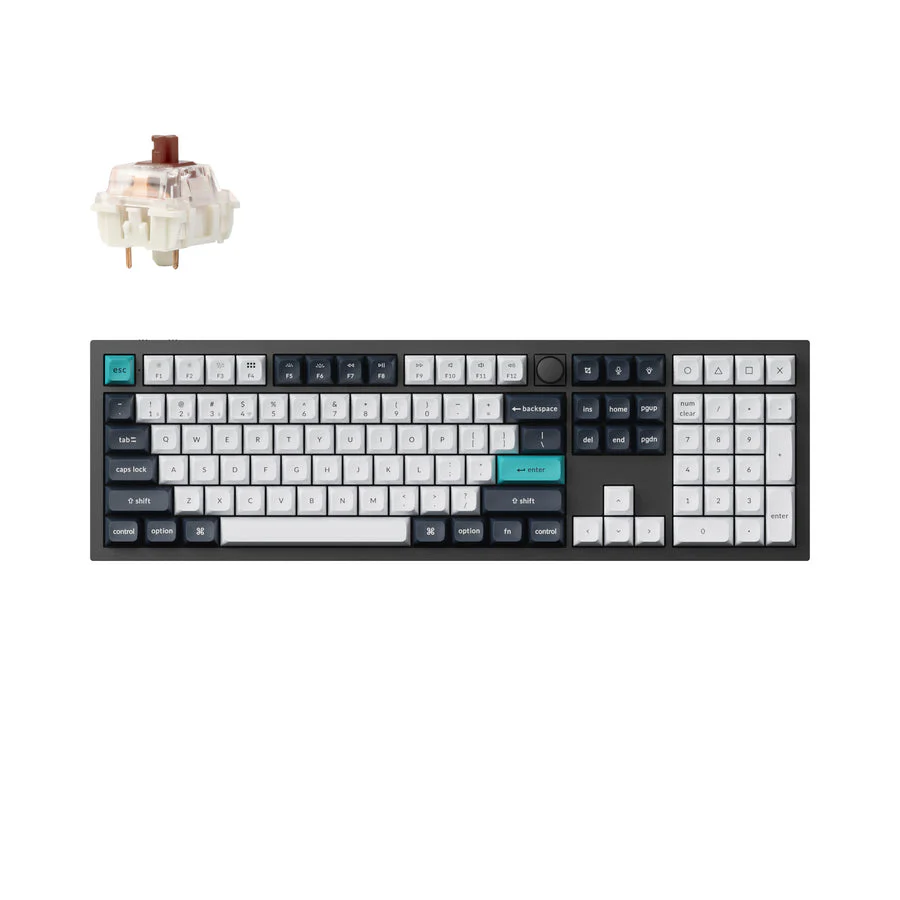 Keyboard Keychron Q6 Max Q6M-M3 , QMK/VIA Wireless/Bluetooth Mechanical Keyboard , Brown Switch (Hot-Swappable) , 100% , US Layout , Aluminum Case , Black/White/Mint , Q6M-M3