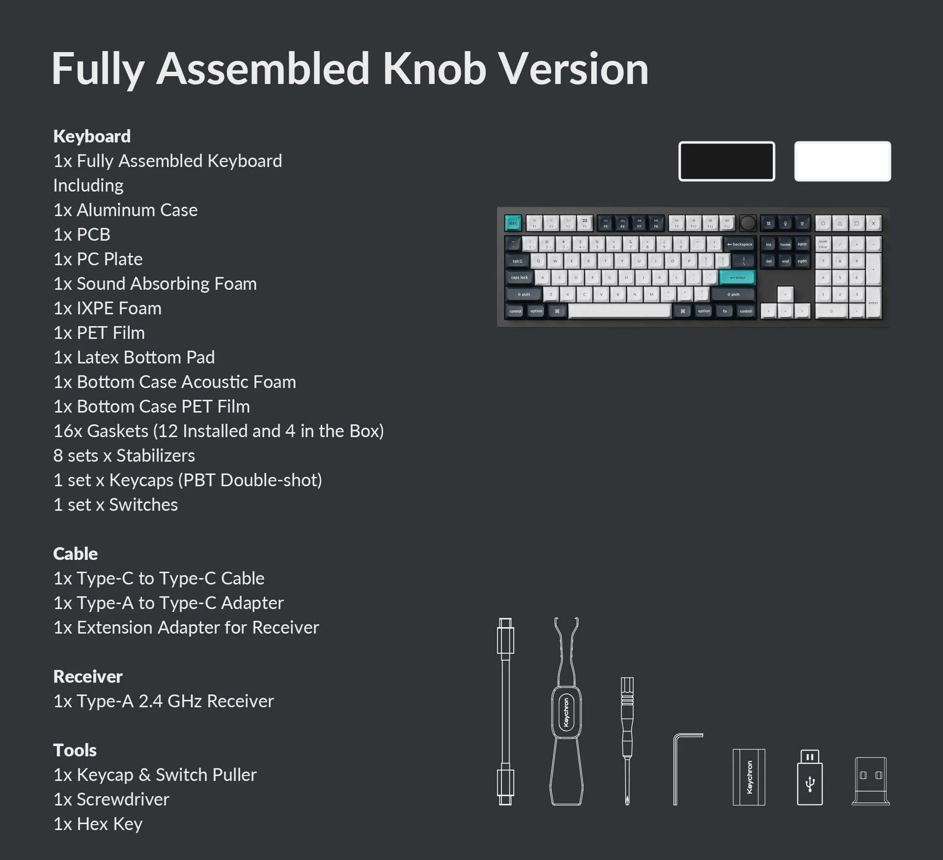 Keyboard Keychron Q6 Max Q6M-M3 , QMK/VIA Wireless/Bluetooth Mechanical Keyboard , Brown Switch (Hot-Swappable) , 100% , US Layout , Aluminum Case , Black/White/Mint , Q6M-M3 - Image 7