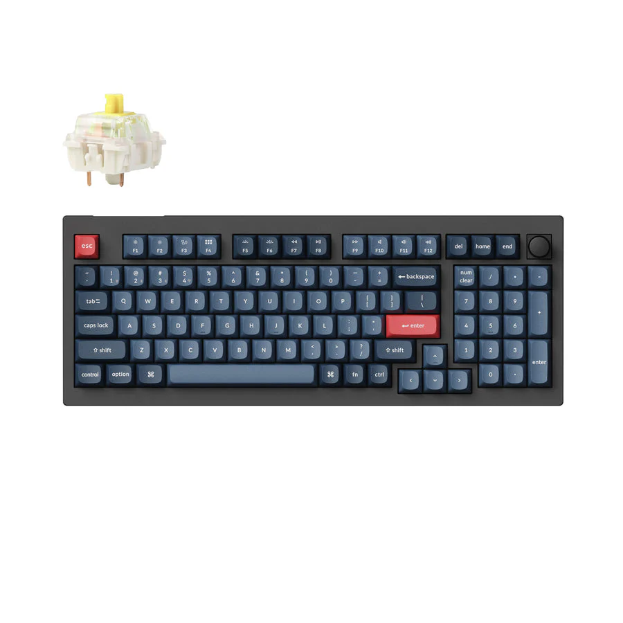 Keyboard Keychron V5 Max  V5M-D4 , QMK/VIA Wireless/Bluetooth Mechanical Keyboard , Yellow Switch (Hot-Swappable) , 96% , US Layout , Black/Blue/Red , V5M-D4