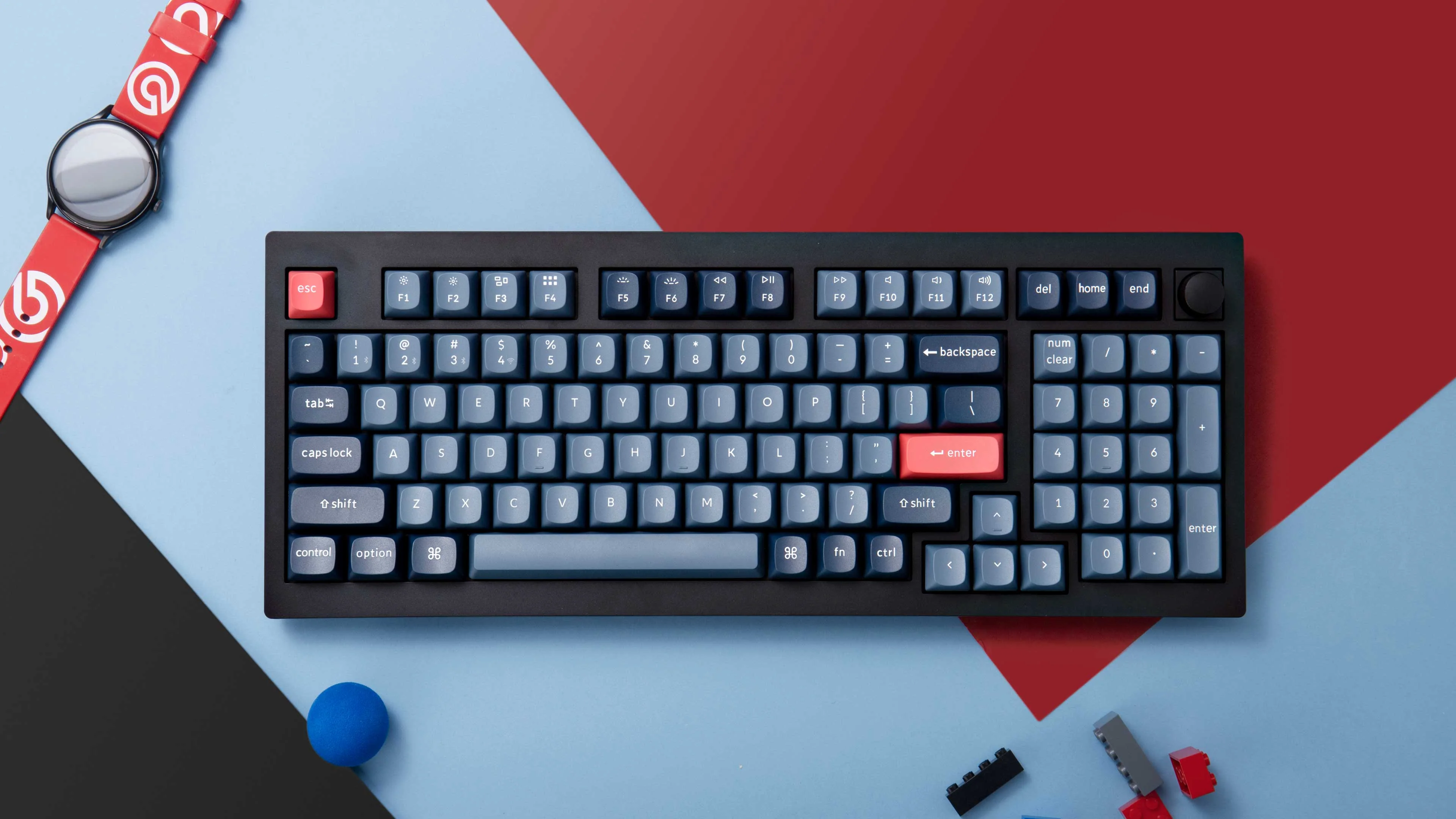 Keyboard Keychron V5 Max  V5M-D4 , QMK/VIA Wireless/Bluetooth Mechanical Keyboard , Yellow Switch (Hot-Swappable) , 96% , US Layout , Black/Blue/Red , V5M-D4 - Image 2