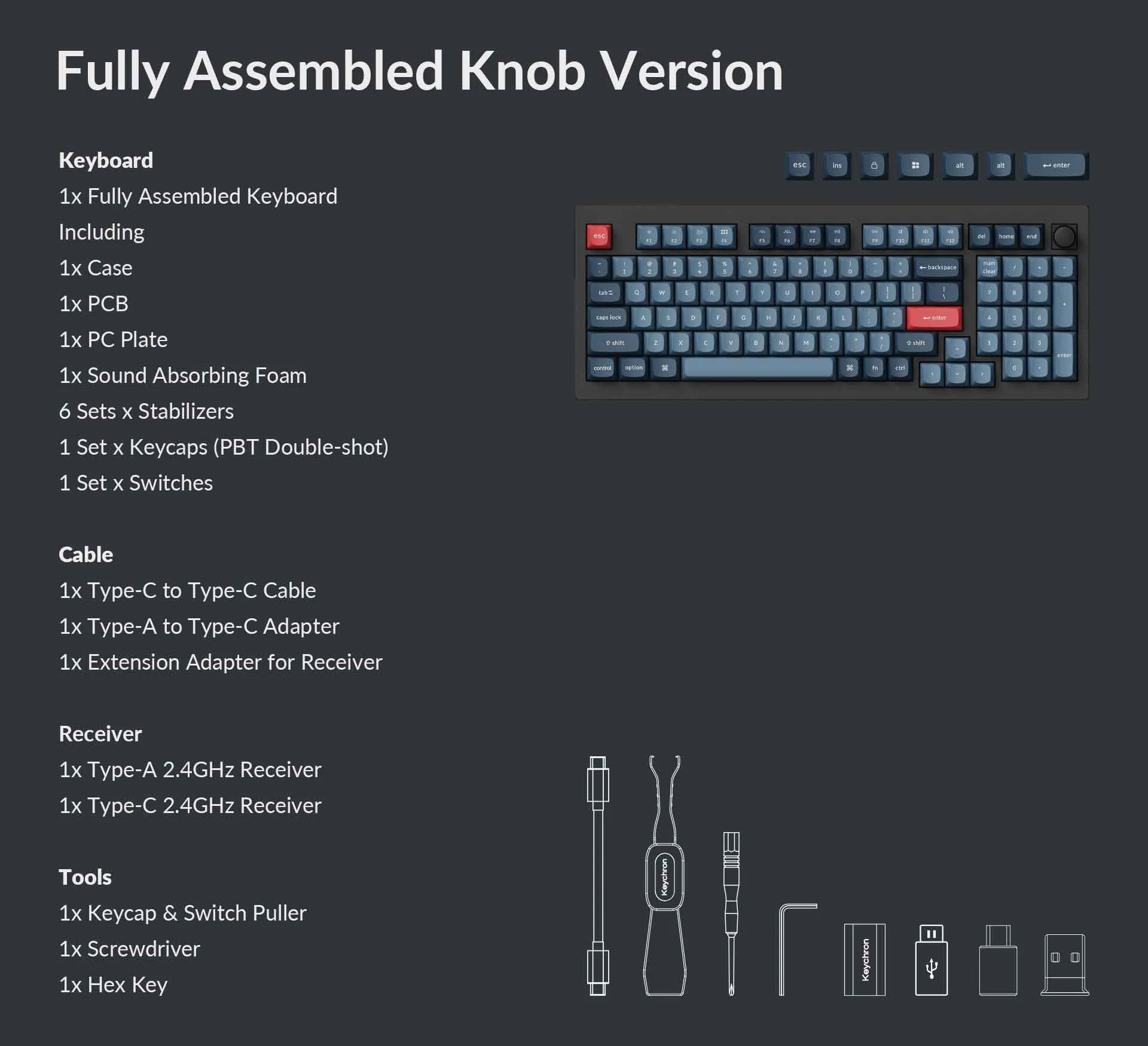 Keyboard Keychron V5 Max  V5M-D4 , QMK/VIA Wireless/Bluetooth Mechanical Keyboard , Yellow Switch (Hot-Swappable) , 96% , US Layout , Black/Blue/Red , V5M-D4 - Image 8