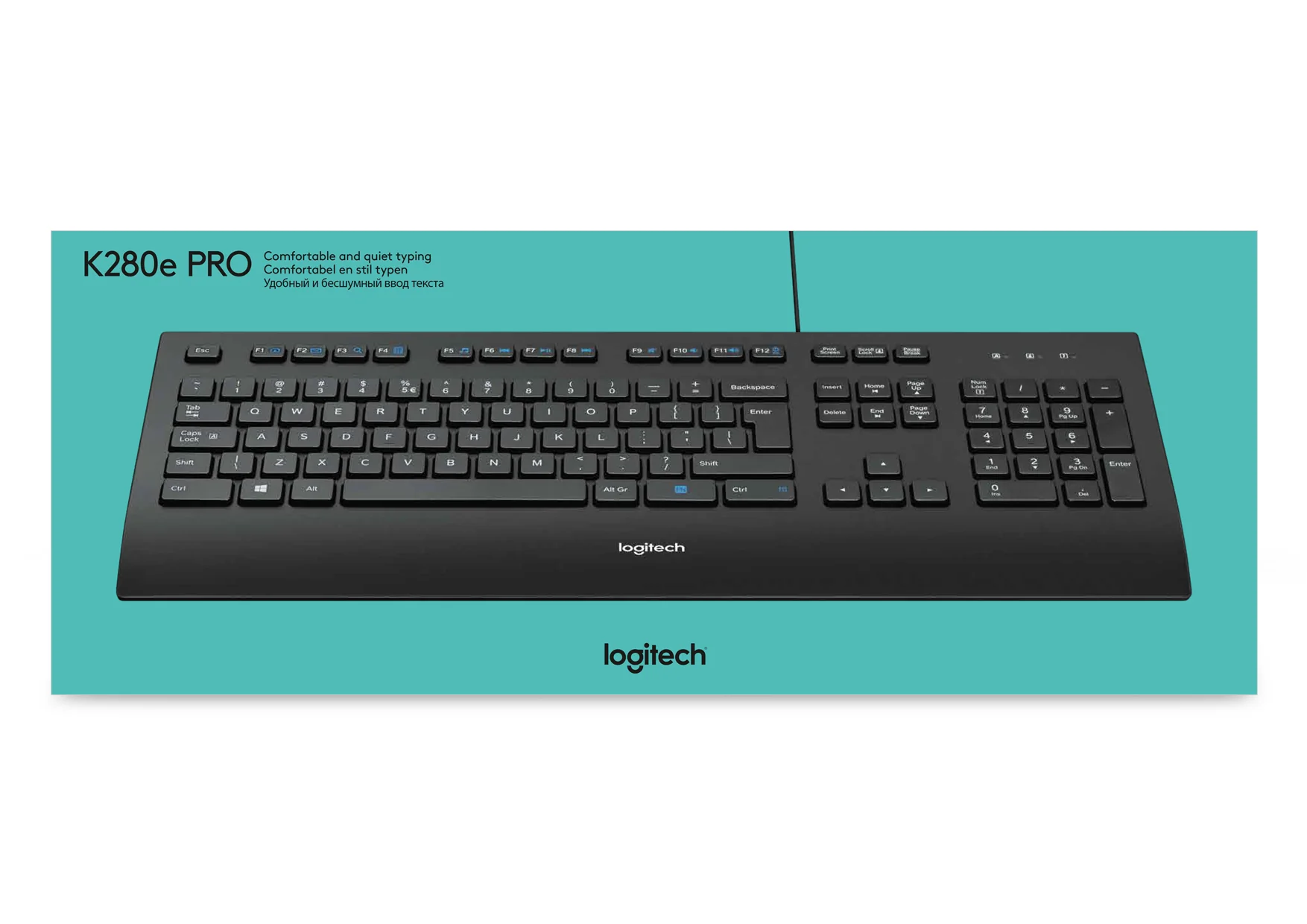 Keyboard Logitech K280E , Business , comfortable palm rest , QWERTY US Layout , Cable 2m with USB-A , 920-005217 - Image 7