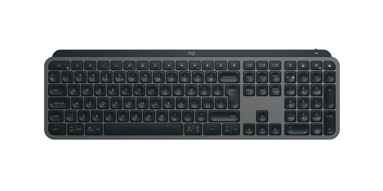 Keyboard Logitech MX Keys S Wireless + Bluetooth Graphite US International QWERTY Black 920-011587 - Image 2