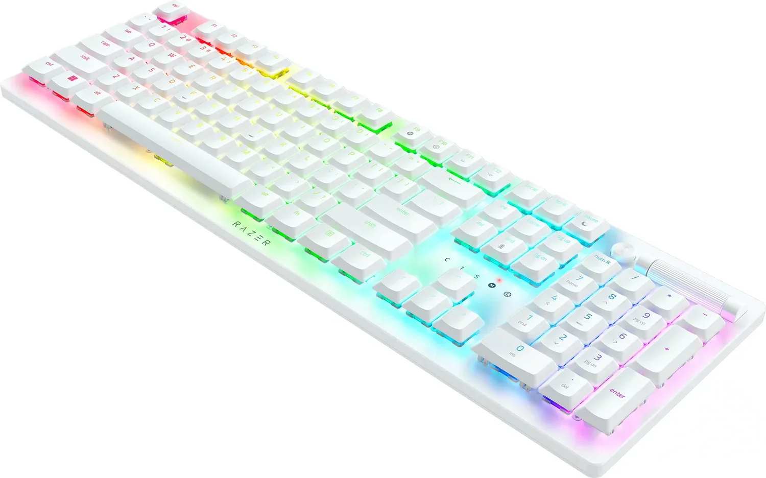 Keyboard Razer DEATHSTALKER V2 PRO , Wireless/Bluetooth , Low Profile , Chroma RGB , Clicky Optical Purple Switches , US Layout , Up to 40 hours Battery , White , RZ03-04363500-R3M1 - Image 2