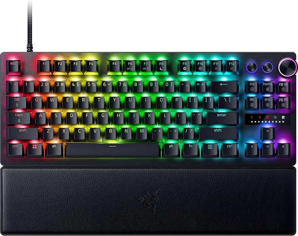 Keyboard Razer HUNTSMAN v3 PRO Tenkeyless , Analog Optical Esports Keyboard , Magnetic Firm Leatherette Wrist Rest , Detachable USB-C Cable , Chroma RGB , US Layout , RZ03-04980100-R3M1