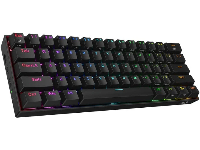 Keyboard Redragon Draconic K530 PRO RGB , Mechanical with OUTEMU Brown Switches , 60% formfactor , Wireless with USB-A dongle , Bluetooth , Cable , Black , K530-PRO