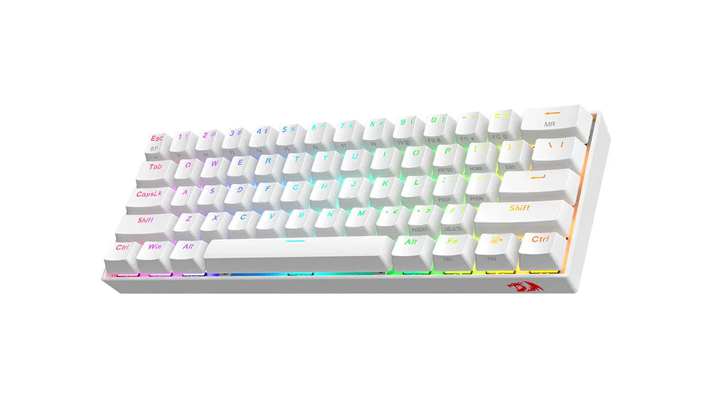 Keyboard Redragon Draconic K530 PRO RGB , Mechanical with OUTEMU Red Switches , 60% formfactor , Wireless with USB-A dongle , Bluetooth , Cable , White , K530W-PRO