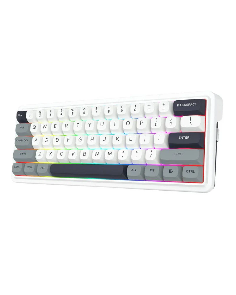 Keyboard Redragon Ironguard PRO , RGB , 60% with 61 keys , Hot-Swappable Dragon Chant switches , Wireless/Bluetooth/Wired , White & Blue Mixed Keycaps , K722WGP - Image 3