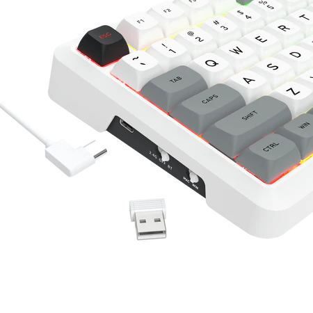 Keyboard Redragon K688 Bragi Pro White , Three-Way connectivity Bluetooth WiFi Wireless and Wired USB-A , Black , K688WGL-RGB-PRO - Image 5