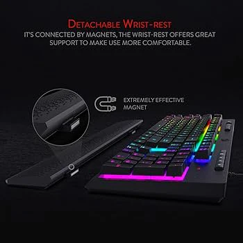 Keyboard Redragon Shiva K512 RGB Membrane , with Multimedia Keys , Dedicated Media Control , Detachable Wrist Rest , K512RGB-1 - Image 3
