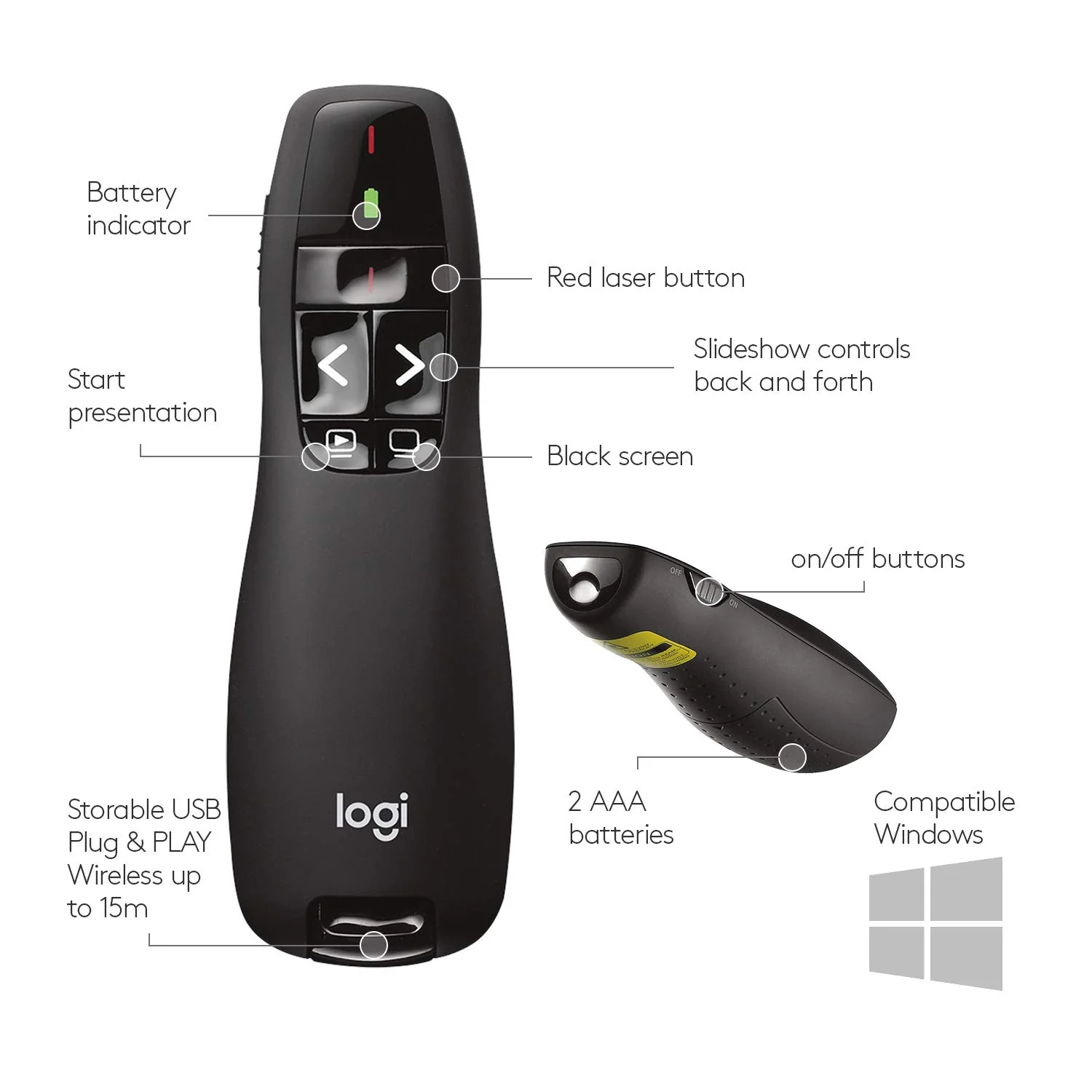 Laser Presenter Logitech R400 , Wireless , 910-001356 - Image 2