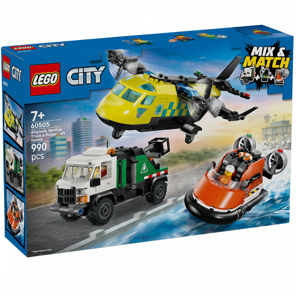 Lego City Airplane, Service Truck & Hovercraft Remix 60505