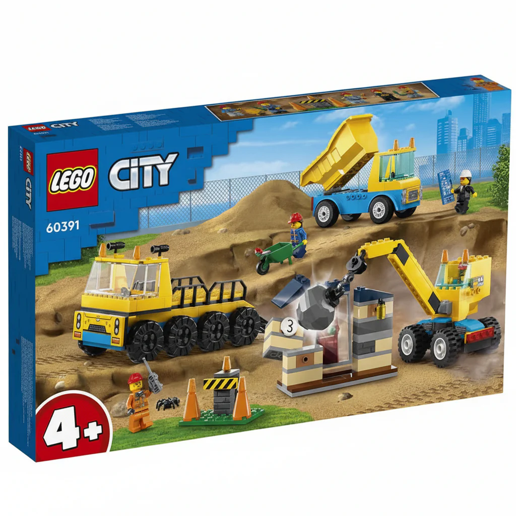 Lego City Construction Trucks and Wrecking Ball Crane 60391