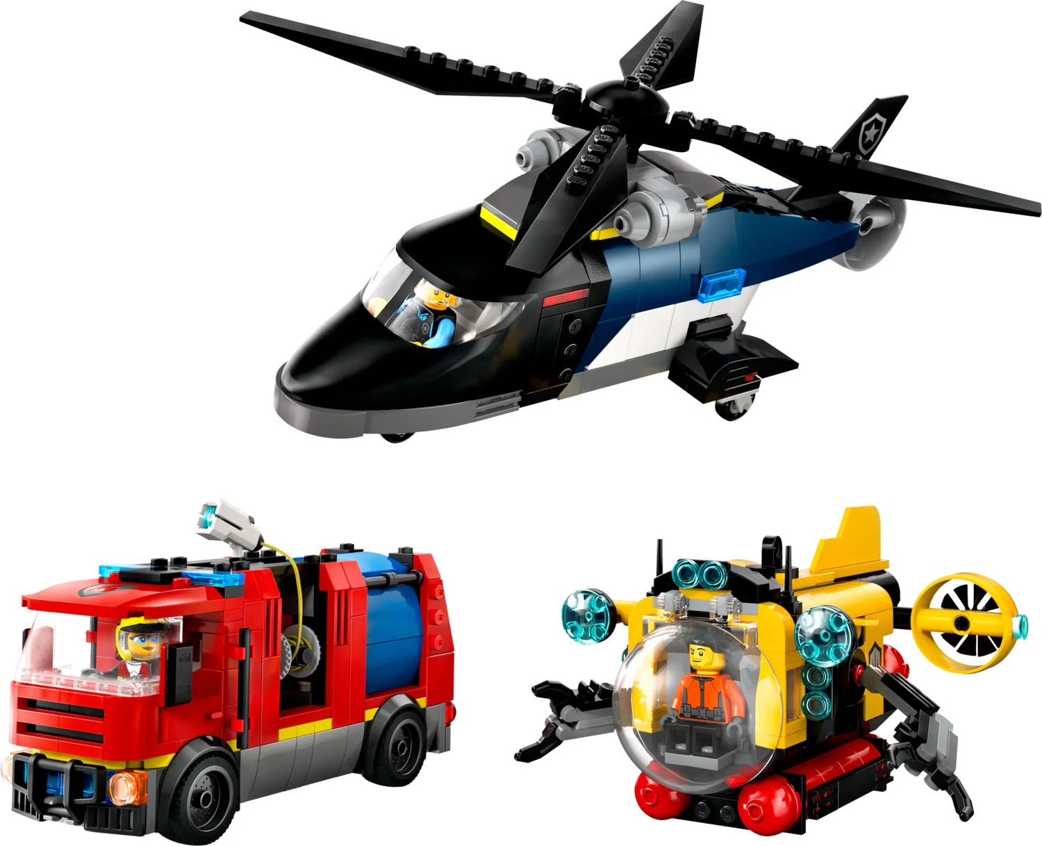 Lego City Helicopter, Fire Truck and Submarine 60462 - Image 3