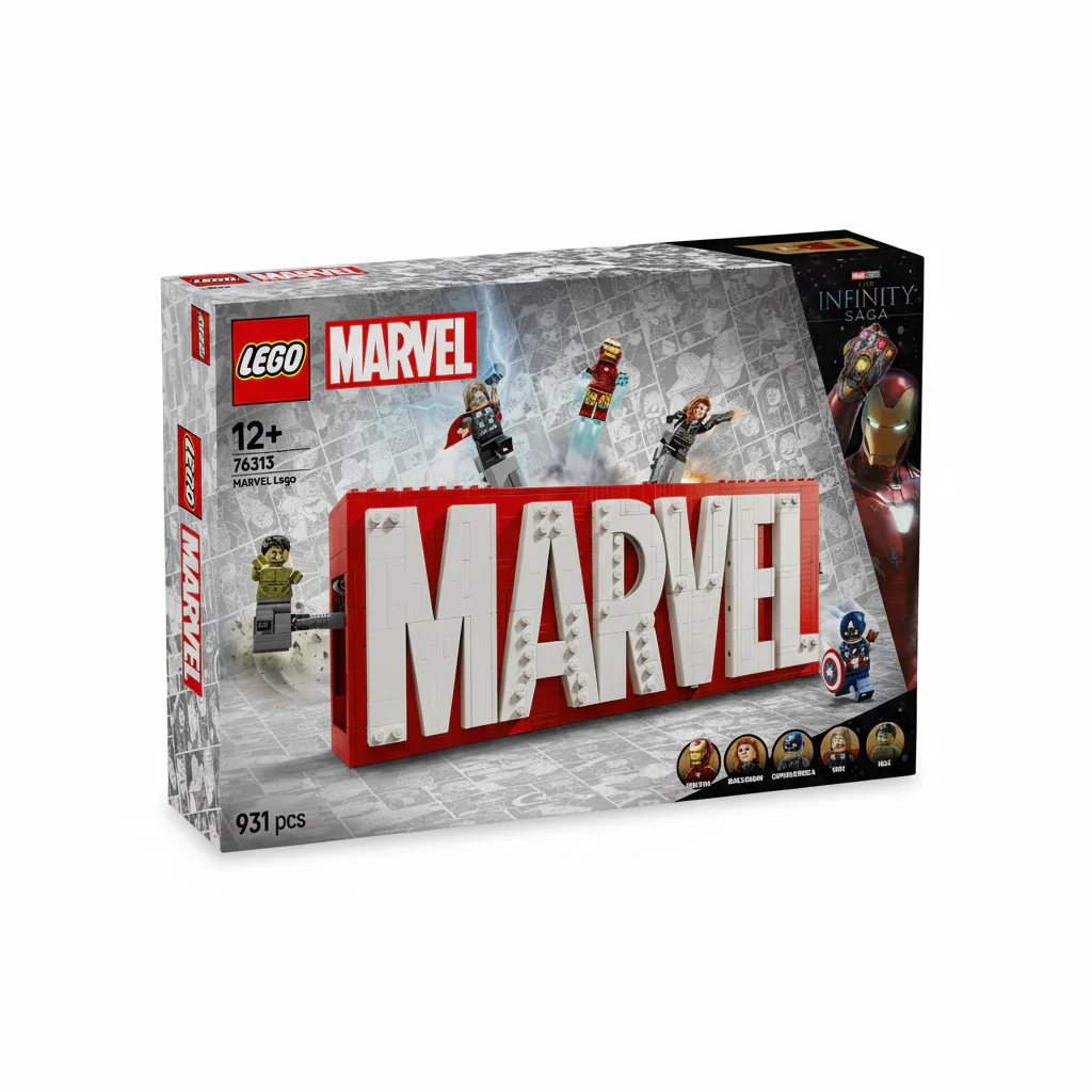 Lego Marvel Logo and Minifigures 76313