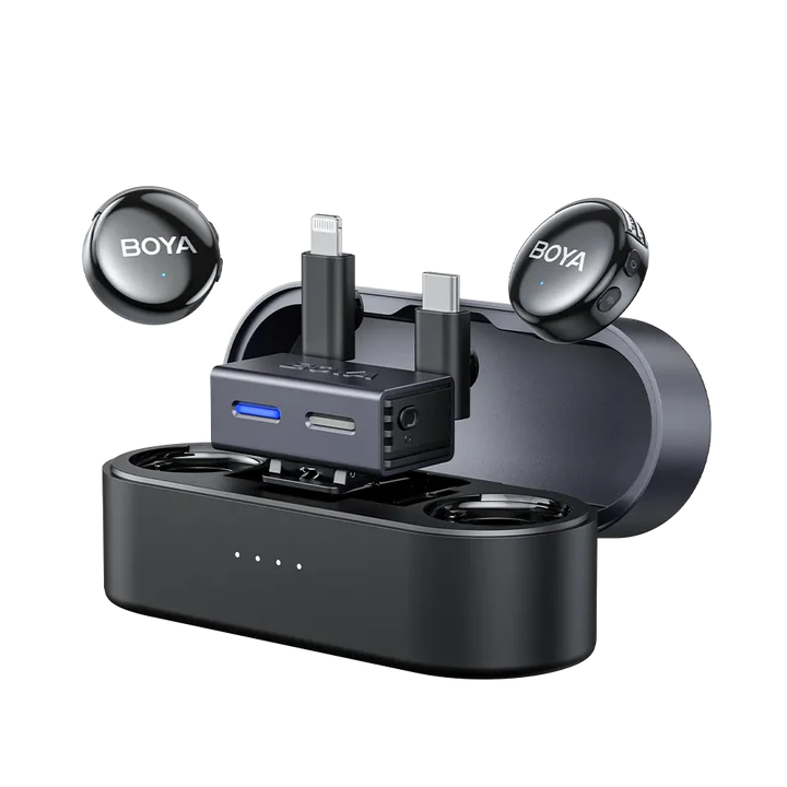 Microphone BOYA LINK 3 , USB-C Lightning 3.5mm jack , Wireless 2x mic , charging box , Black , BOYALINK 3-01 - Image 2