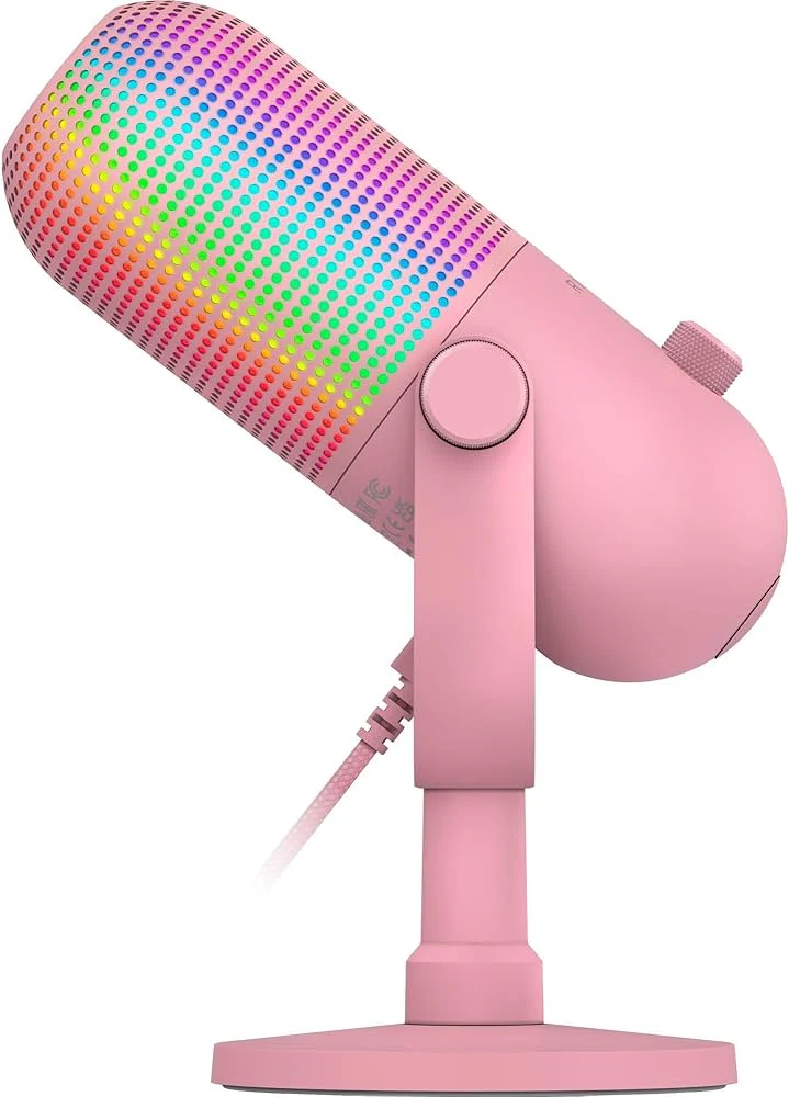 Microphone Razer SEIREN V3 CHROMA RGB , USB Condenser Microphone , Gain Limiter , Build-in Shock Absorb , Quartz (Pink) , RZ19-05060300-R3M1 - Image 2