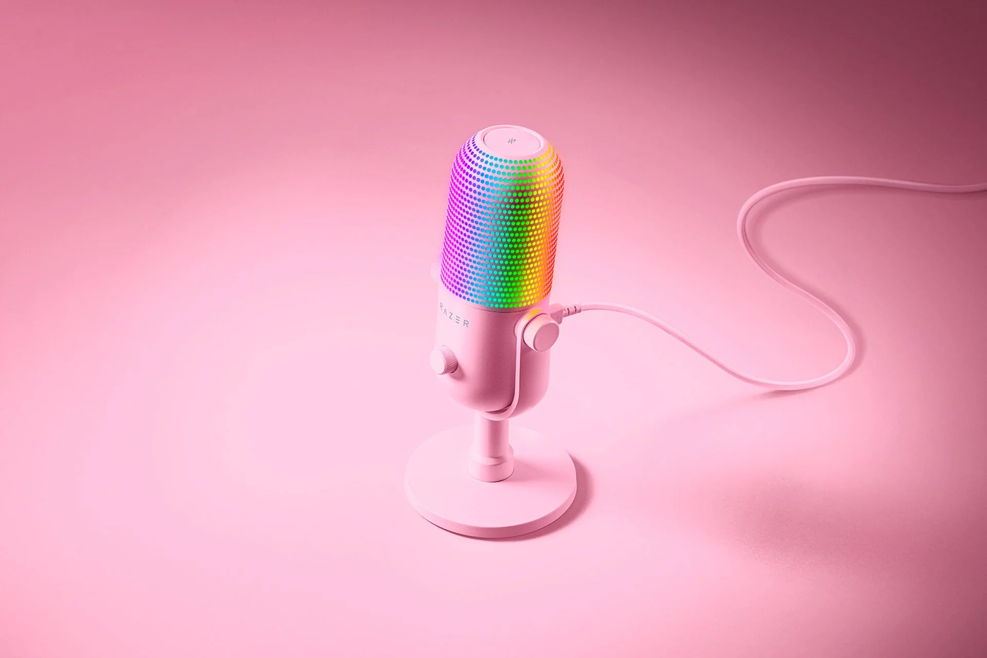 Microphone Razer SEIREN V3 CHROMA RGB , USB Condenser Microphone , Gain Limiter , Build-in Shock Absorb , Quartz (Pink) , RZ19-05060300-R3M1 - Image 3