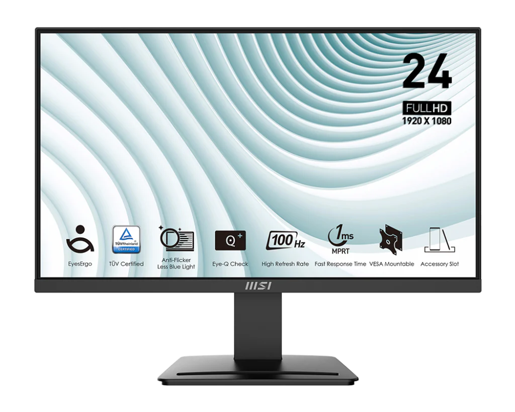 Monitor 23.8" MSI PRO MP2412 , Home/Office , FHD 1920x1080p IPS 100Hz , Black , 3Y
