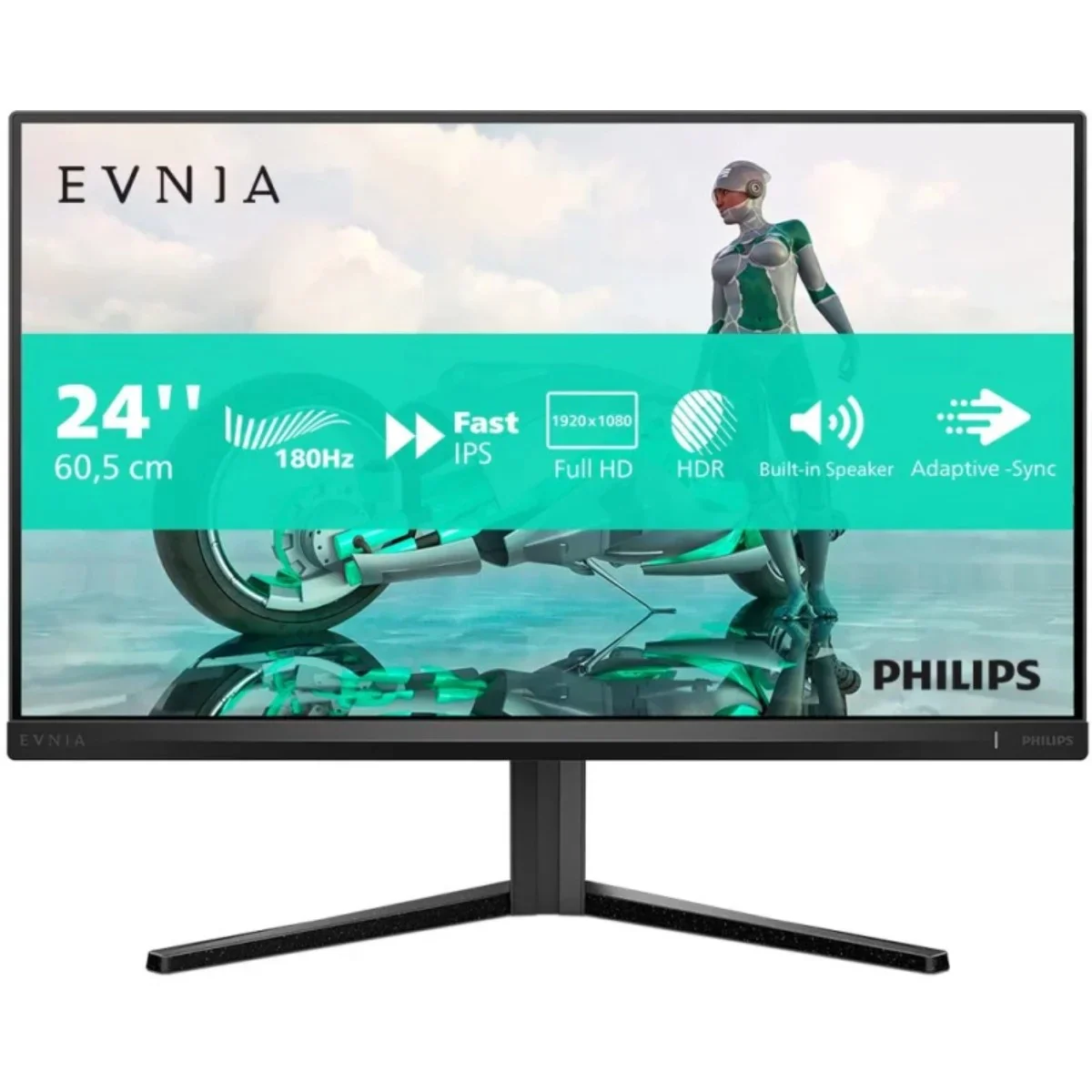 Monitor 23.8" Philips Evnia 3000 Gaming FHD 1920x1080p IPS 180Hz 1ms 126%sRGB 300nits , 2xHDMI 1xDisplayPort , Speakers , HAS , VESA , FreeSync Premium , Black , 24M2N3200S , 1Y - Image 2