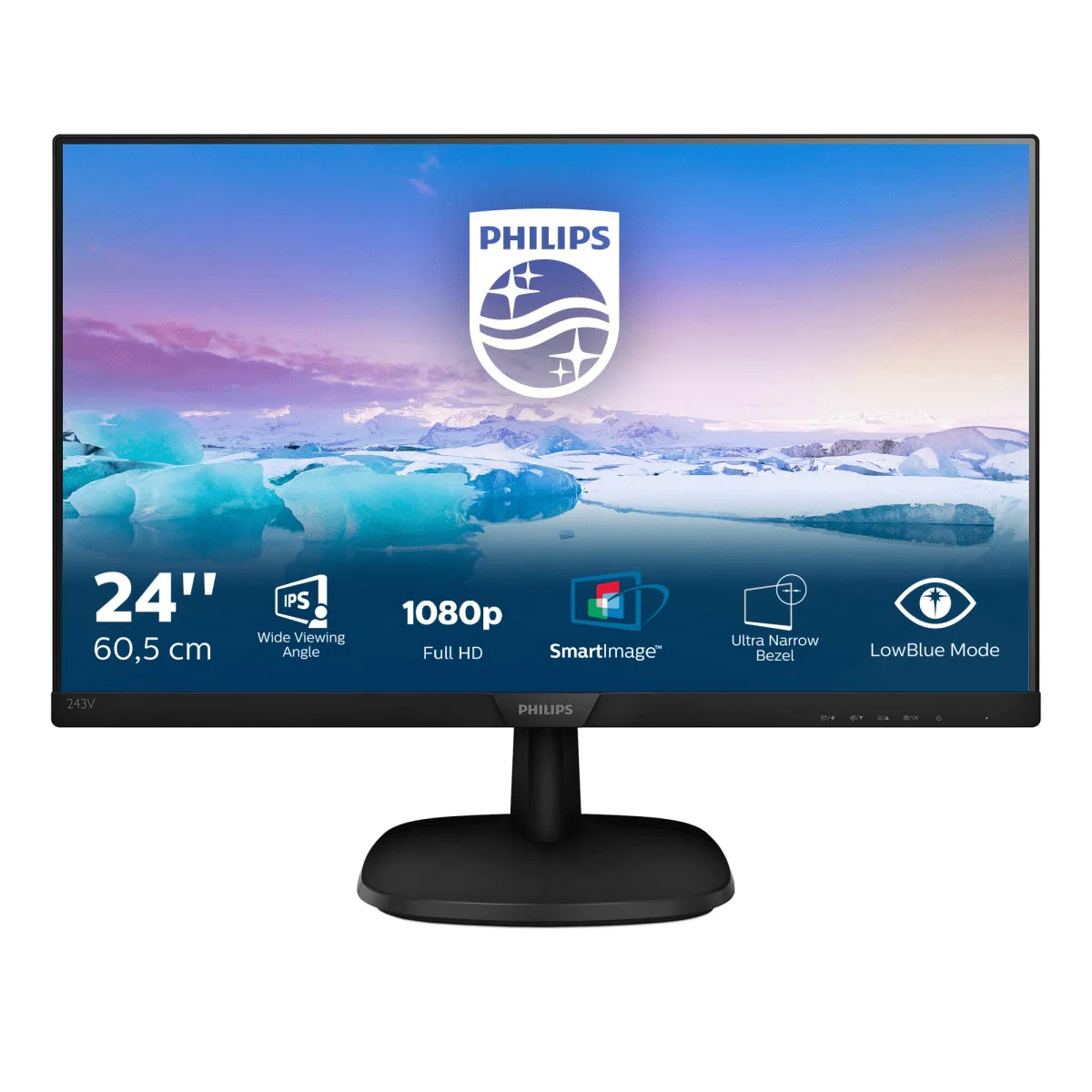 Monitor 23.8'' Philips  FHD 1920 x 1080p 75Hz IPS 1x VGA 1x DVI 1x HDMI 243V7QDSB/00 1Y