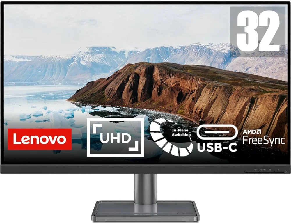 Monitor 32" Lenovo L32p-30 Business UHD 4K 3840x2160p IPS 350n 90% DCI-P3 , 1xHDMI 1xDisplayPort 4xUSB-A 1xUSB-C with PD up to 75Watt 1xAUX Jack , VESA , Black , 66C9UAC1EU , 1Y - Image 2