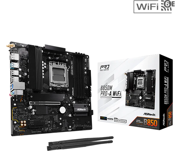 Motherboard AsRock B850M Pro-A WiFi , WiFi6e BT5.2 , Micro ATX , DDR5 , Socket AM5 , 8+2+1 - Image 2