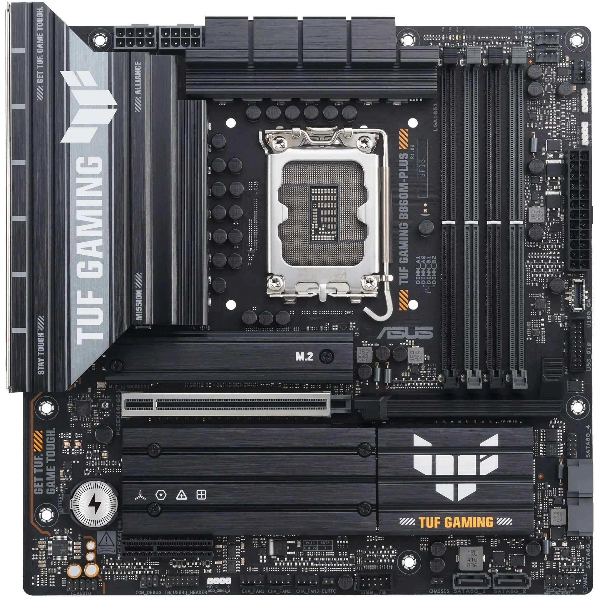 Motherboard ASUS TUF GAMING B860M-PLUS , DDR5 , Micro ATX , Socket 1851 , 12+1+2+1 phase 80A DrMOS VRM , 90MB1JW0-M0EAY0