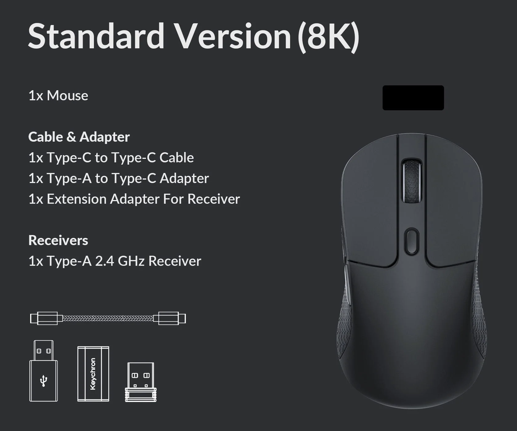 Mouse Keychron M3 Wireless/Bluetooth , RGB , 26K DPI 1K Hz , Black , M3-A1 - Image 3