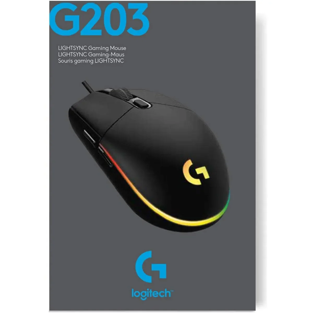 Mouse Logitech G203 , USB-A Cable , 8K DPI , RGB , Black , 910-005796 - Image 3