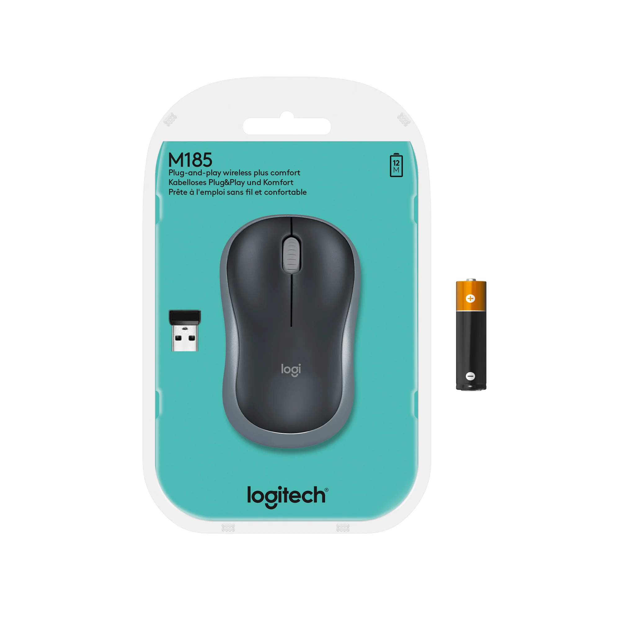 Mouse Logitech M185 , Wireless 2.4Ghz (included USB-A Dongle) , Gray , 910-002238 - Image 4