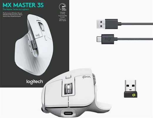 Mouse Logitech MX Master 3s Wireless + Bluetooth , White , 910-006560 - Image 2