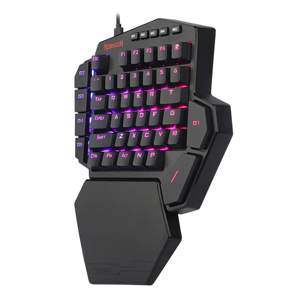 One-Handed Keyboard Redragon K585 DITI RGB , 42 keys , Detachable Wrist Rest , Black , K585RGBPRORed - Image 2