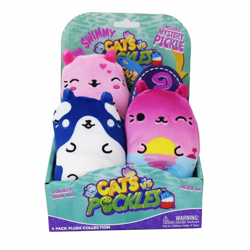 Plush Cats Vs Pickles 4 Pack With Surprise Pickle