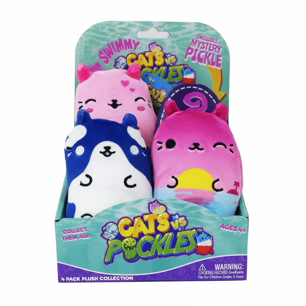 Plush Cats vs. Pickles Themed Scary 4 Pack